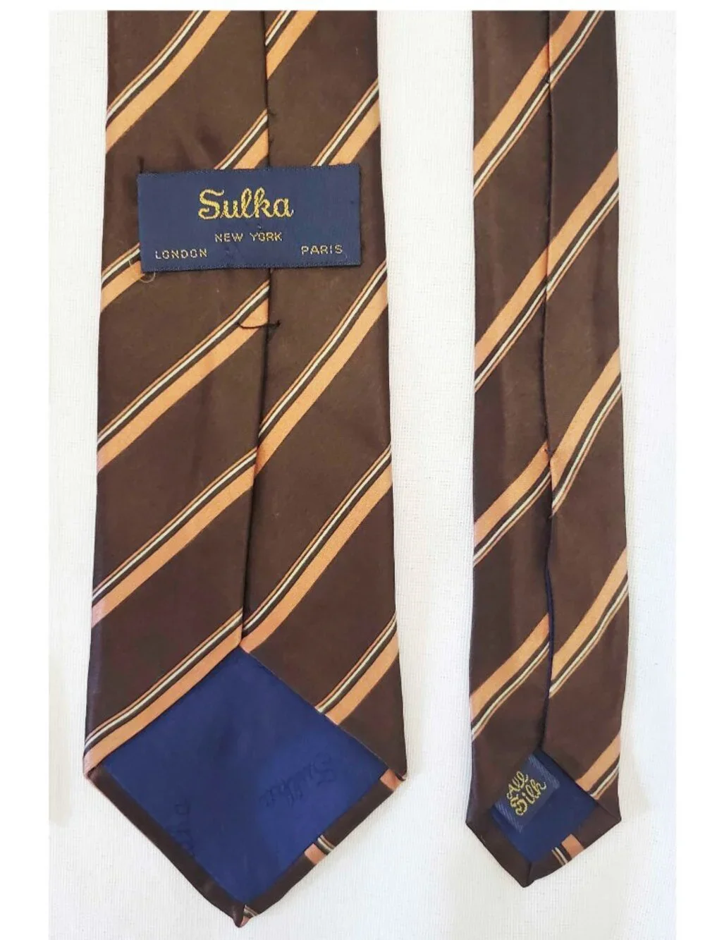 Sulka Men's Set of 3 100% Silk Tie Ties Blue Burgundy Brown